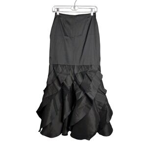 Tadashi Collection Black Maxi Skirt Size 4 Ruffle Tiered Formal Evening‎ Party
